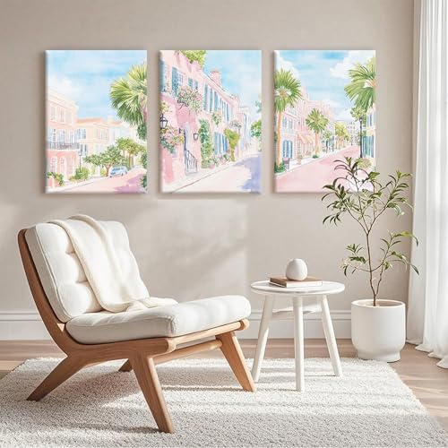 Charleston South Carolina Wall Art Preppy Watercolor Posters Pastel Coquette - Image 7