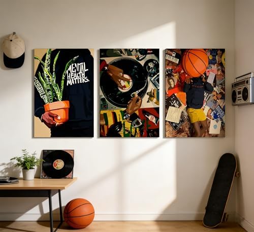 RUDIEOLSIW 3Pcs Black Men African American Music Canvas Wall Art 16x24 in - Image 6