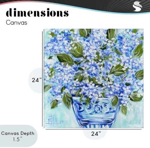 Cool Bouquets Blue Vase Floral, 24 x 24 Inch Canvas Wall Art - Image 4