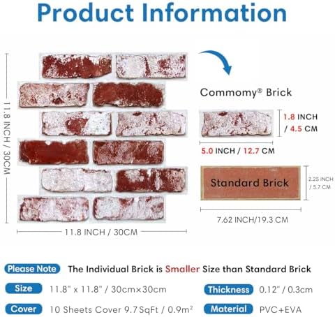 COMSTICKC 3D Faux Brick Wall Panels Peel and Stick - Image 3
