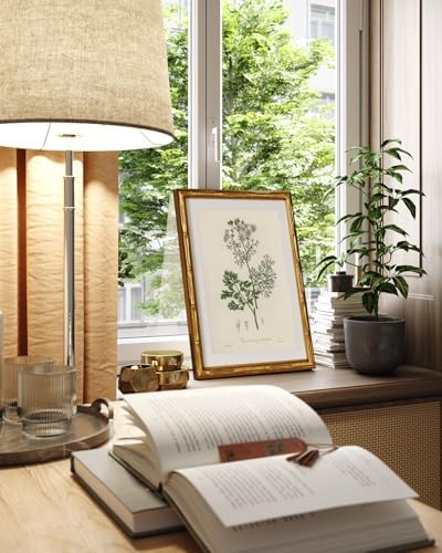 InSimSea Gold Bamboo Framed Wall Art, Plants Fern Botanical Prints - Image 2