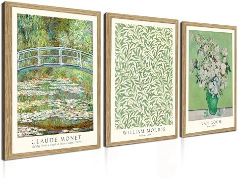 Induslyfe Framed Grass Wall Art Canvas Decor Set of 3, Matisse Wall Art Framed by Induslyfe