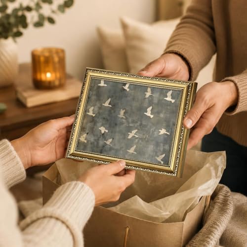Gold Framed Flying Bird Wall Art, Vintage White Dove Print - Image 2