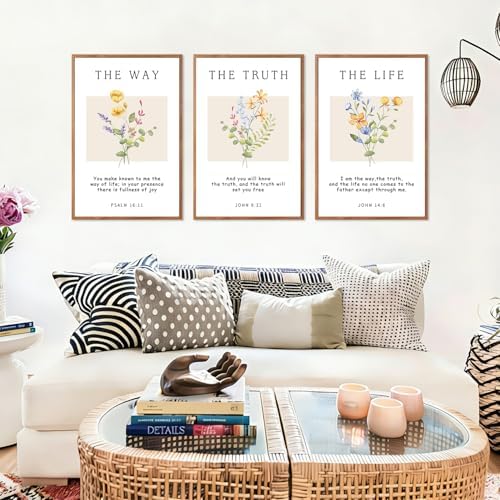 CHDITB Bible Verse Floral Framed Canvas Wall Art Set, Scripture Wall Decor - Image 2