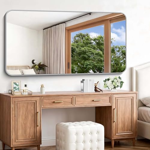 Silver Bathroom Mirror, 72 x 36 Inch Large Rectangle Mirror, Rectangular Vanity - Image 5
