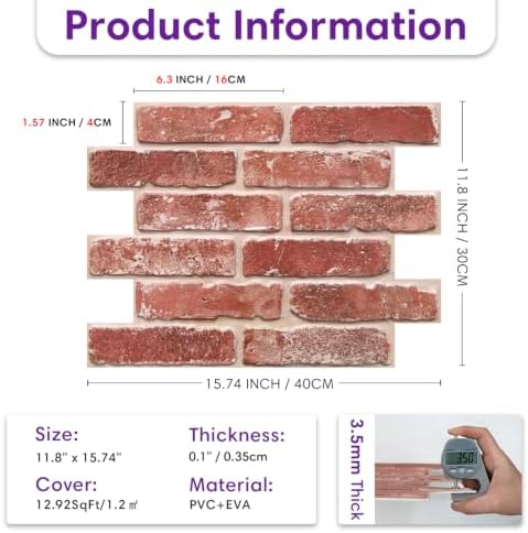 3D Faux Brick Wall Panels Peel and Stick, Designed - Image 5
