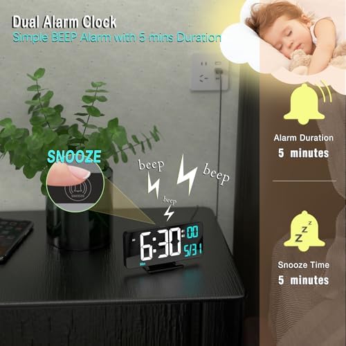 KOSUMOSU Digital Alarm Clock 6.7in Black Clock - Image 5