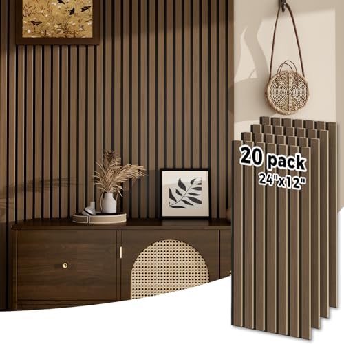 Wood Slatwall Panels, 20 Pack 24" x 12"/60 x30cm Acoustic Wall Panels, by HomeUpgradeMadeSimple