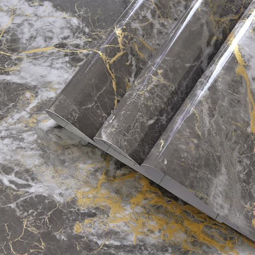 BAYYA Countertop Covers Peel Stick Wallpaper Glossy Marble Contact Paper by BAYYAPeelandStickWallpaper