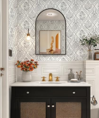 Toduso Peel and Stick Wallpaper Vintage Wall Paper Black and Cream White - Image 3