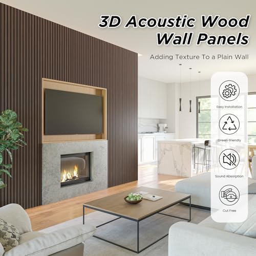 SMARTSTANDARD 4 Pack 105.9" x 12.6" Wood Slat Wall Panels, Dark Walnut - Image 4