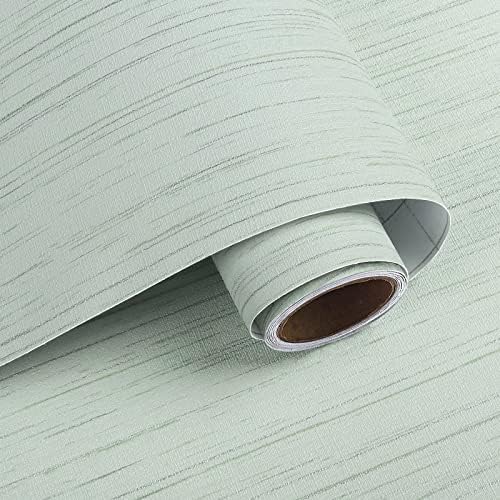 VaryPaper 15.7''x315'' Light Green Grasscloth Peel and Stick Wallpaper Textured by VaryPaper