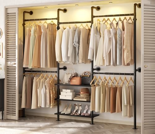 Aheaplus Expandable Industrial Pipe Clothing Rack, 7.3-10.9Ft Closet System by Aheaplus