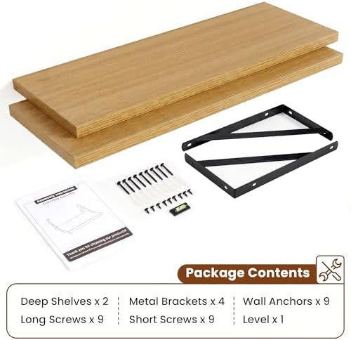 Venusmiles Deep Wall Shelves 30" W x 8" D Engineered Wood Floating Shelves - Image 4