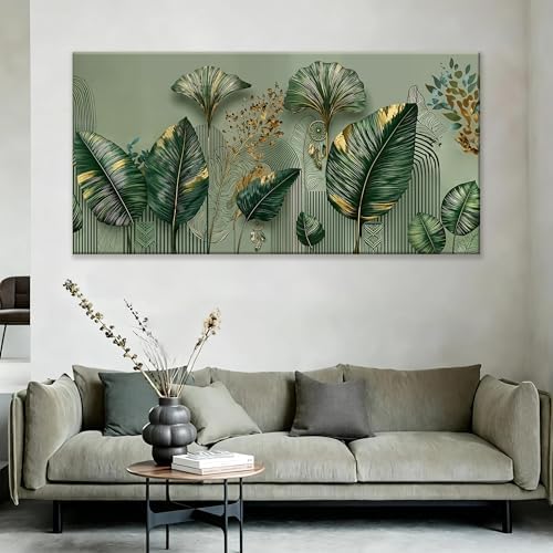 Large Green Leaf Accent Botanical Canvas Wall Art - Image 4