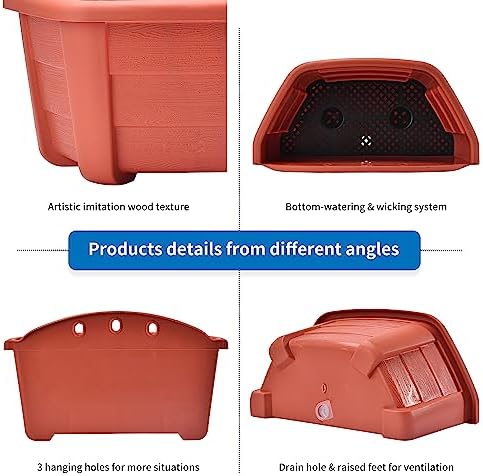 ORIMERC 9.8 inch 4 Pack Brick Red Wall Hanging Planters Pots - Image 3