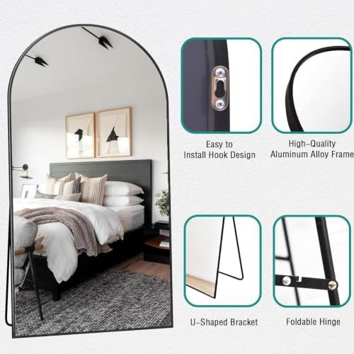 90''x46'' Oversized Full Length Mirrors, Arched Floor Mirror - Image 4