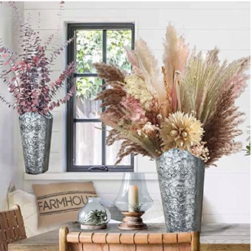 Lily's Home Set of 2 Rustic Farmhouse Galvanized Metal Wall Planters, - Image 4
