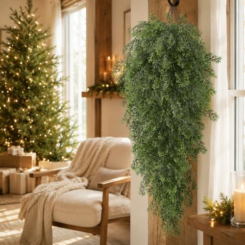 Waipfaru 4Pcs Artificial Hanging Cedar Christmas Teardrop Swag - Image 5