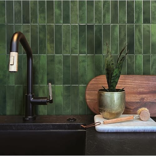 Smart Tiles Peel and Stick backsplash, Stacked Forest Green - Image 2