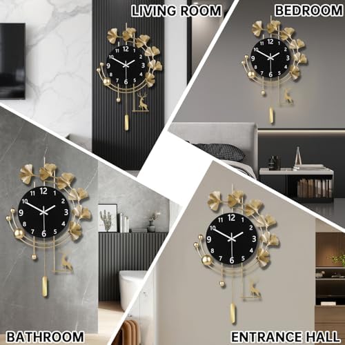 SIN&MI Large Wall Clocks for Living Room, Metal Wall Art Decoration, Silent Non - Image 4