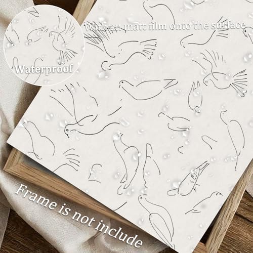 uniro Vintage Animal Drawing Birds Line Art Sketch Pigeon Wall Art Pencil Dove - Image 4