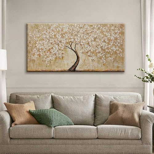 TAIJXAGSG Botanical Wall Art Gold Tree Flower Abstract Wall Decor Modern Canvas - Image 2