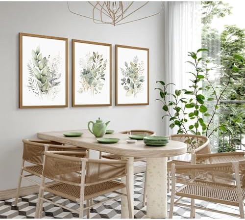 Joocrise Wooden Frame Watercolor Botanical Wall Art Boho Floral Canvas Wall - Image 7