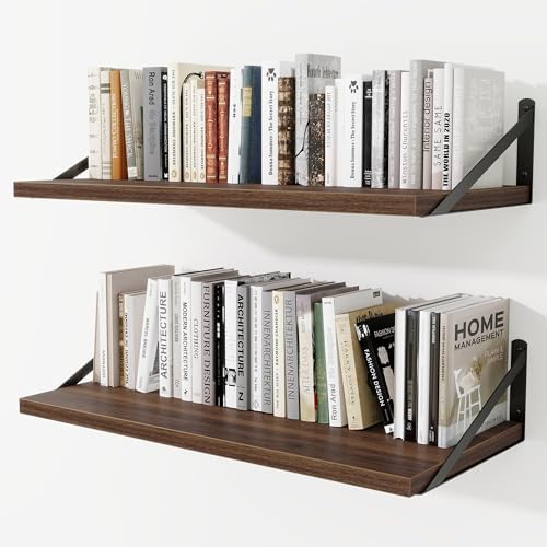 Deep Wall Shelves 30"W x 12"D Engineered Wood Floating Shelves by Venusmiles