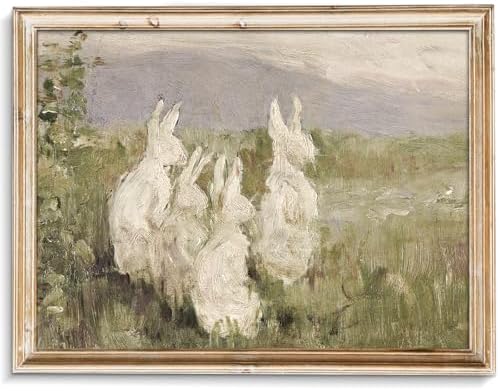 uniro Abstract Easter Bunnies Wall Art Decor, Animal Rabbit Drawing Etching by uniro