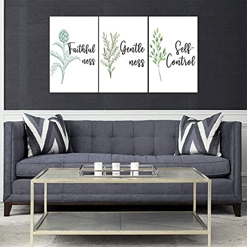 3 Piece Inspirational Wall Art, Quote "Faithfulness Gentleness Self-control" - Image 3