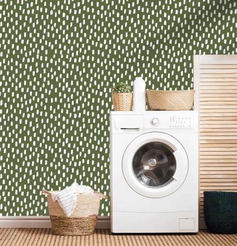 HAOKHOME Sage Green Peel and Stick Wallpaper Geometric Dots 17.3in x 32.8ft - Image 5
