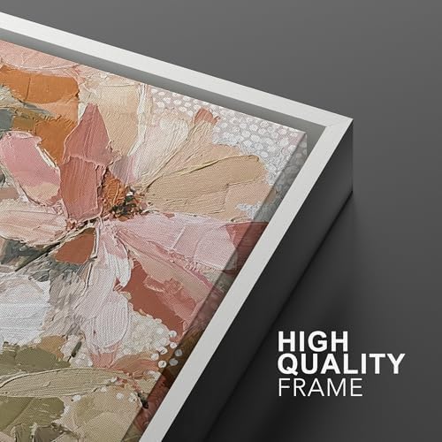 MUDECOR Framed Canvas Print Wall Art Blush Floral Abstract Neutral Botanical - Image 6