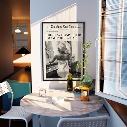 Fashion Black And White Newspaper Wall Art 20x30in Black Framed Retro Cocktail - Image 3