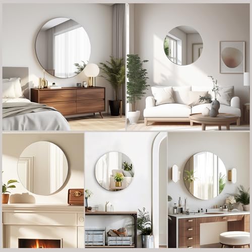 20'' Glass Round Mirror for Wall Decor, 2mm Circle Bathroom Mirror - Image 6