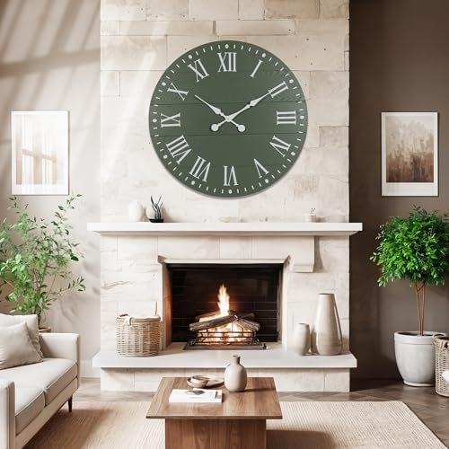 Large Wall Clock with Roman Numeral, 35.5” Shiplap Farmhouse Hanging Clock - Image 6