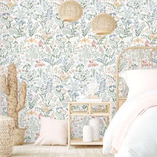 Fititem Floral Peel and Stick Wallpaper Boho Nature Wall Paper 17.3”×197” - Image 2