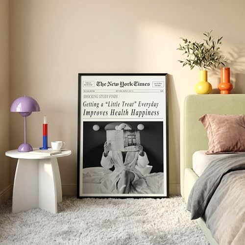 Funky Black and White Newspaper Wall Art 12x18 in Black Framed Humor Quotes - Image 2