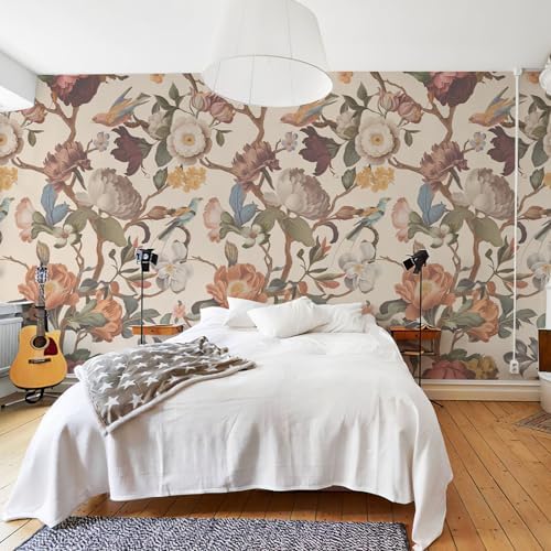 Zeeko Vintage Beige Floral Peel and Stick Wallpaper Mural - Image 4