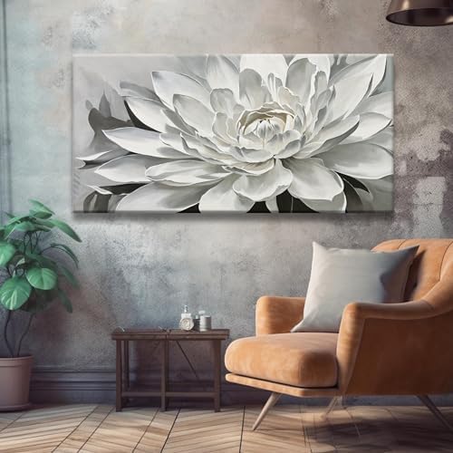 TAIJXAGSG Wall Art Living Room Flower White Wall Art Modern Canvas Art Wall - Image 5