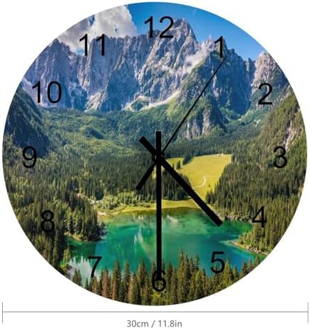 Scenic Nature Wall Clock Silent Non Ticking Battery Operated, Natural Mountain - Image 2