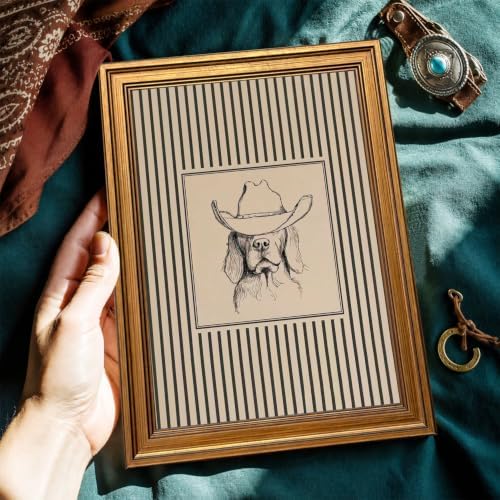 Vintage Gold Framed Western Cowboy Dog Wall Art, Cute Labrador in Cowboy Hat - Image 6