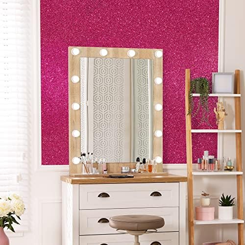 VEELIKE Hot Pink Glitter Wallpaper Stick and Peel Sparkle Pink Wallpaper - Image 3