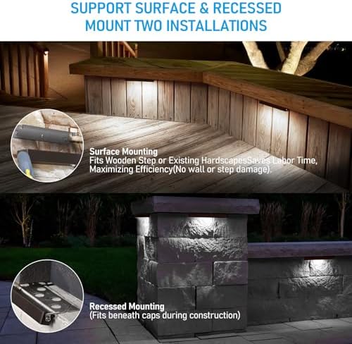 LEONLITE 8-Pack 12 Inch LED Hardscape Lighting, 5000K Daylight - Image 3