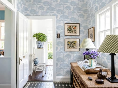 Ismoon Blue Peel Stick Wallpaper Forest Mural Toile Stick on Wallpaper - Image 7