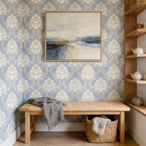 Vintage French Damask Peel and Stick Wallpaper Thickened Removable Self - Image 2