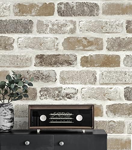 NextWall Washed Faux Brick Peel and Stick Wallpaper - Image 4