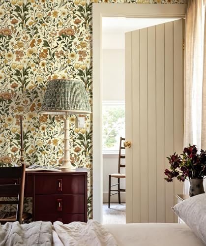 Jeweluck Floral Peel and Stick Wallpaper Bird Wall Paper 16.9" x 118.1" - Image 2