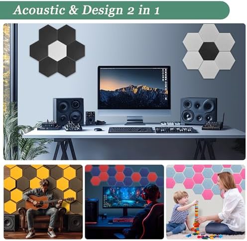 Hexagon Acoustic Panels, 12 Pack Self-Adhesive Sound Panels - Image 6