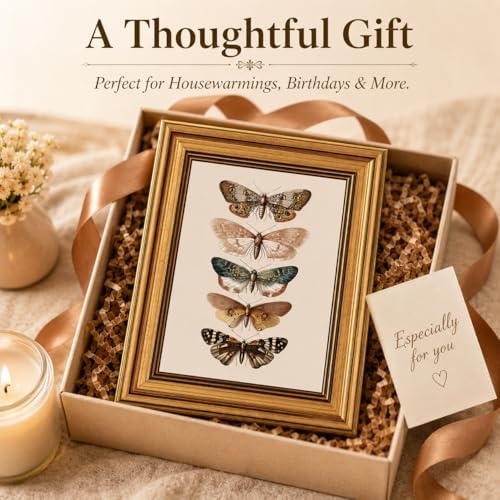Gold Framed Wall Art, Vintage Moth Canvas Prints – Antique Moth & Butterfly - Image 7